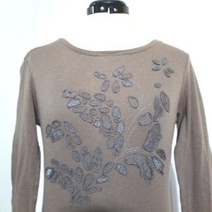 Caslon Women 100% Cotton Green Long Sleeve Shirt, Size S